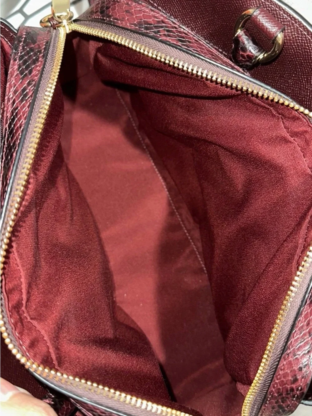 Coach Lillie Carryall Burgundy Leather Satchel with Gold Hardware